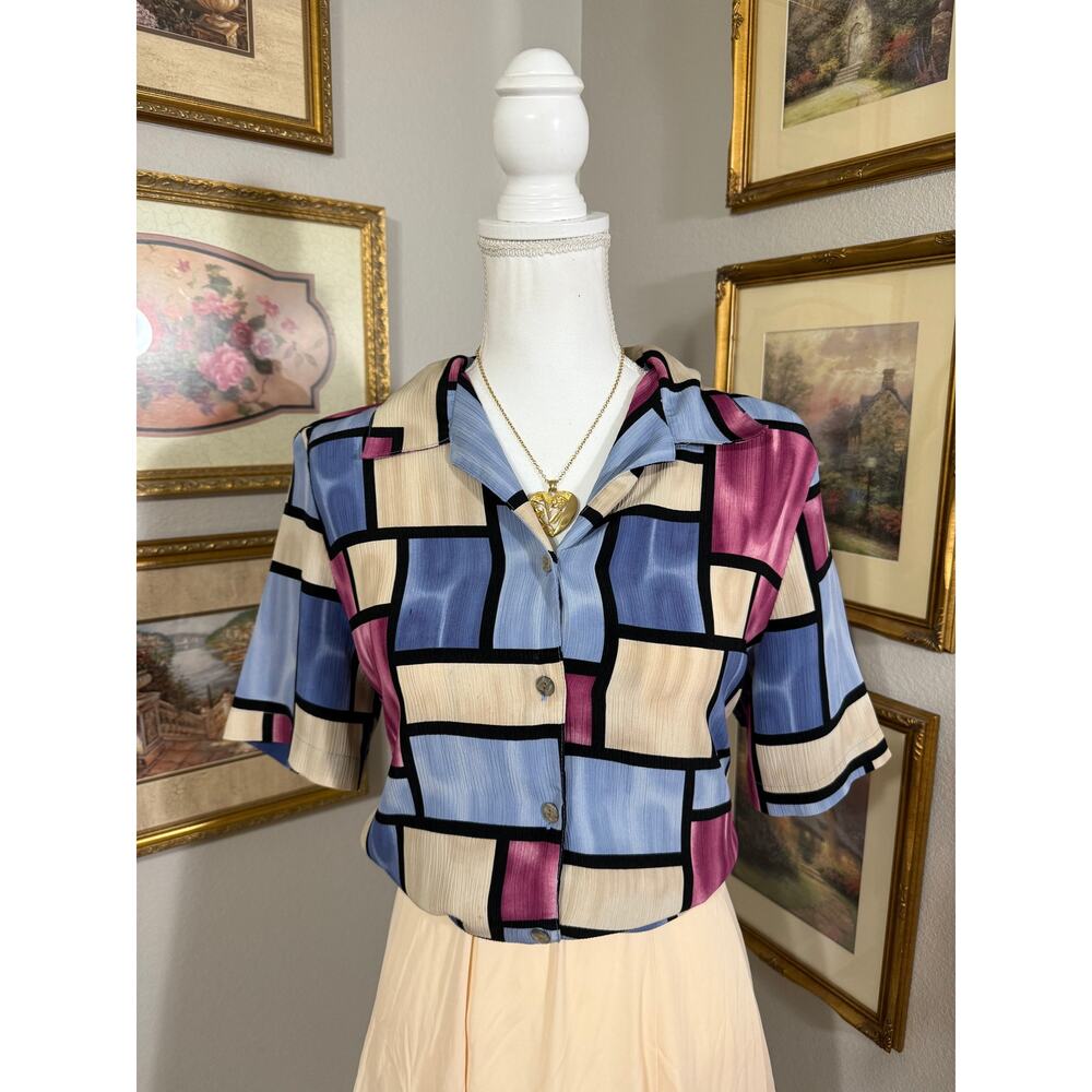 Multicolor Geometric Button Up - image 1